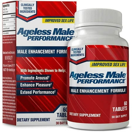 Ageless Male Performance Nitric Oxide Booster for Men - Promote Blood Circulation, Arousal, Energy Production, Drive, Stamina, Health Supplement (60 Capsules, 1-Pack)