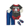 Bon Bebe Newborn Baby Boy Bodysuit, Pants & Sneaker, 3pc Outfit Set