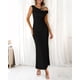 thumbnail image 2 of Vestido largo BTFBM para mujer, verano 2025, con un solo hombro, fruncido, negro, 2 of 7