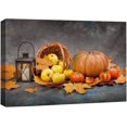 thumbnail image 1 of Impression sur Toile Art Mural Automne Citrouille, Pomme et Tomate Récolte Nature Nature Sauvage Photographie Réalisme Rustique Pittoresque Coloré Multicolore pour Salon, Chambre, Bureau - 12"x18 Pouces, 1 of 5