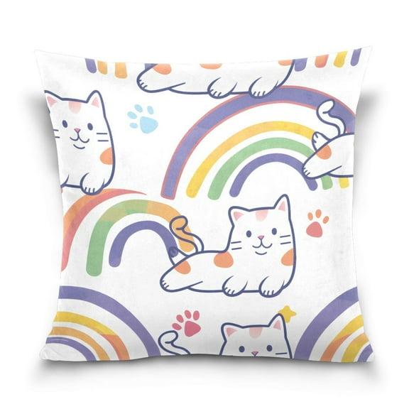 Ryvnso Cat Paw Print Rainbow Throw Pillow Covers Couch Pillowcases Decor for Bed Sofa 16" x 16"