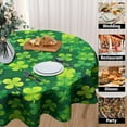 thumbnail image 4 of St Patricks Day Tablecloth Round - Green Clover Table Cloth 60 Inch Shamrock Tablecloth Spring Lucky Leaves Table Cover for Holiday Party Picnic Dinner Decor, 4 of 6