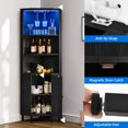 thumbnail image 6 of Dextrus 67" Corner Bar Cabinet with LED Lights, Wine Glass Holder & Storage Shelves, Black, 6 of 7