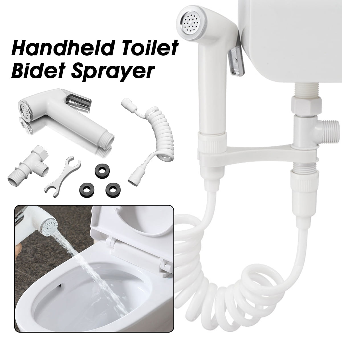 Handheld Toilet Bidet Sprayer Set Bathroom Hand Shower Extendable Spray