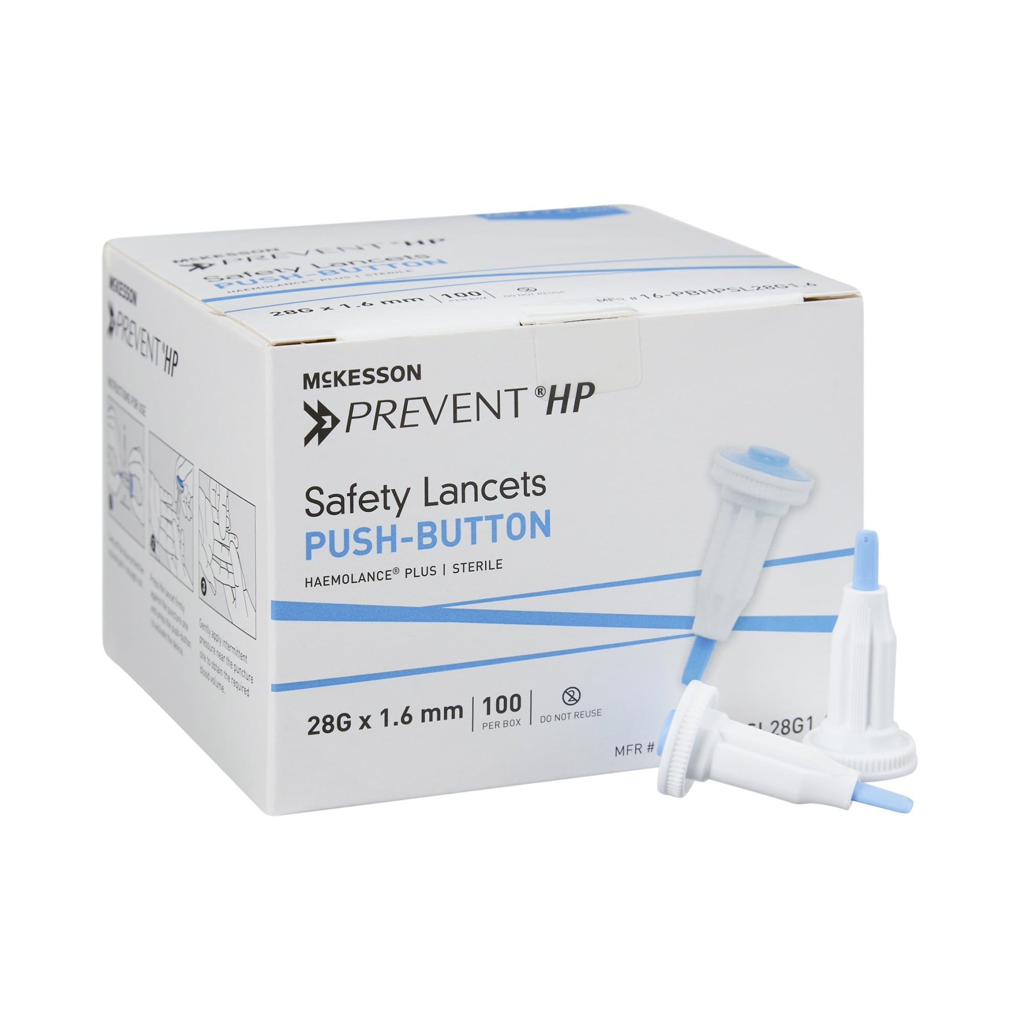 McKesson Prevent Fixed Depth Lancet Lancet Push Button 28 Gauge Needle