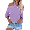 thumbnail image 1 of Asyoly Womens Cold Shoulder Halter Neck Sweater Long Sleeve Sexy Loose Knit Pullover Backless Jumper Solid Color Tops, 1 of 7