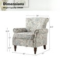 thumbnail image 4 of Wingback Armchairs Set of 2 Accent Chairs Floral Upholstered Sofa Wood Legs Lounge Seat Removable Cushion Home Living Room, 4 of 6