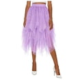 thumbnail image 1 of DAFEI Women Short Skirt Loose Sequin Skirt A-Line Fairy Patterned Elastic Waist Ruffle Layered Midi Skirt, 1 of 6