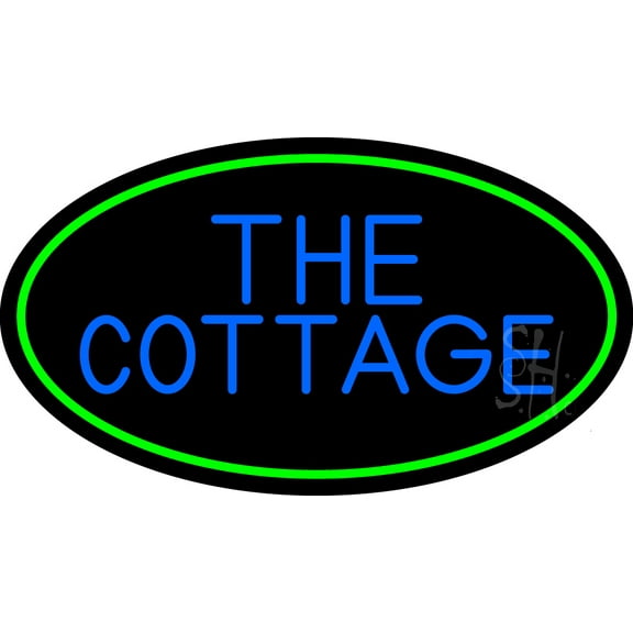 The Cottage With Green Border LED Neon Sign 13 x 24 - inches, Clear Edge Cut Acrylic Backing, with Dimmer - Bright and Premium built indoor LED Neon Sign for Bar decor.