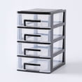 thumbnail image 1 of drawer type storage organizer 4 Layers Transparent Desktop Drawer Type Storage Box Plastic Mini Cosmetics Storage Organizer Sundries Holder (Black and Transparent), 1 of 6