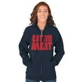 thumbnail image 3 of No Meat Vegetarian Vegan Cute Veggie Unisex Fleece Graphic Zip Up Hoodie Brisco Brands 3X, 3 of 5