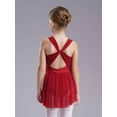 thumbnail image 5 of Yeahdor Kids Girls Sleeveless Rhinestones Ballet Leotard Contemporary Modern Lyrical Dance Dress Burgundy 14, 5 of 7