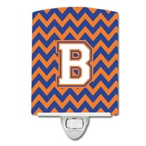 Caroline's Treasures CJ1060-BCNL Letter B Chevron Blue and Orange #3 Ceramic Night Light, 6x4x3", multicolor