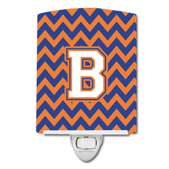 Caroline's Treasures CJ1060-BCNL Letter B Chevron Blue and Orange #3 Ceramic Night Light, 6x4x3", multicolor