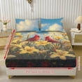 thumbnail image 2 of Jiueut Cardinal Lily Print Twin Size Bed Sheet Set of 3, Easy to Clean Bedroom Sheet Set Standard Comfortable Pillow Case for Women Men, 2 of 7