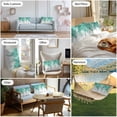 thumbnail image 6 of Waterproof Throw Pillow Covers Set of 2, 20x12 Inch Teal Botanical Decorative Pillowcases Outdoor Pillow Slip Cushion Covers Set for Couch Tent Watercolor Greenery Eucalyptus Leaves, 6 of 7