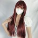thumbnail image 4 of Peluca de fibra química, peluca larga y recta, extensión de peluca para mujer, color rojo vino, pelo largo y liso, resistente y resistente, 4 of 8