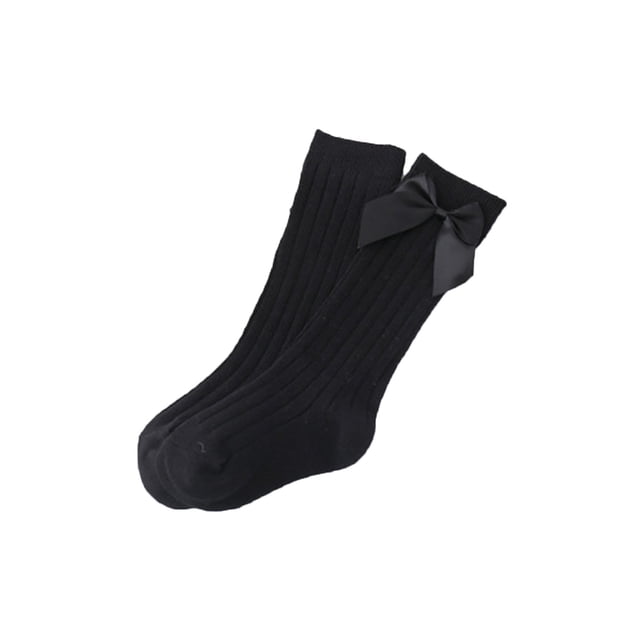 ZAXARRA Newborn's Solid Color Knitted Socks, Non Slip Floor Socks with Bow Decorations