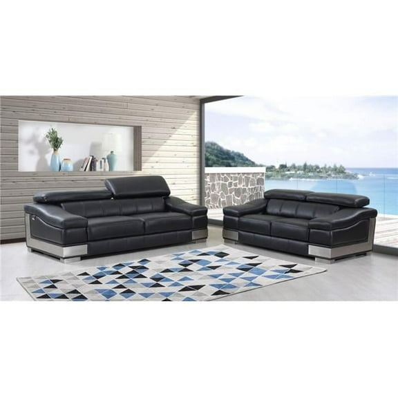 HomeRoots 366244 Black Sofa Loveseat - 16.5 x 86 x 62 in.