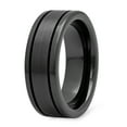 thumbnail image 2 of Men's Polished Black Ceramic 8mm Comfort Fit Ring with Brushed Center, Size 10, 2 of 6