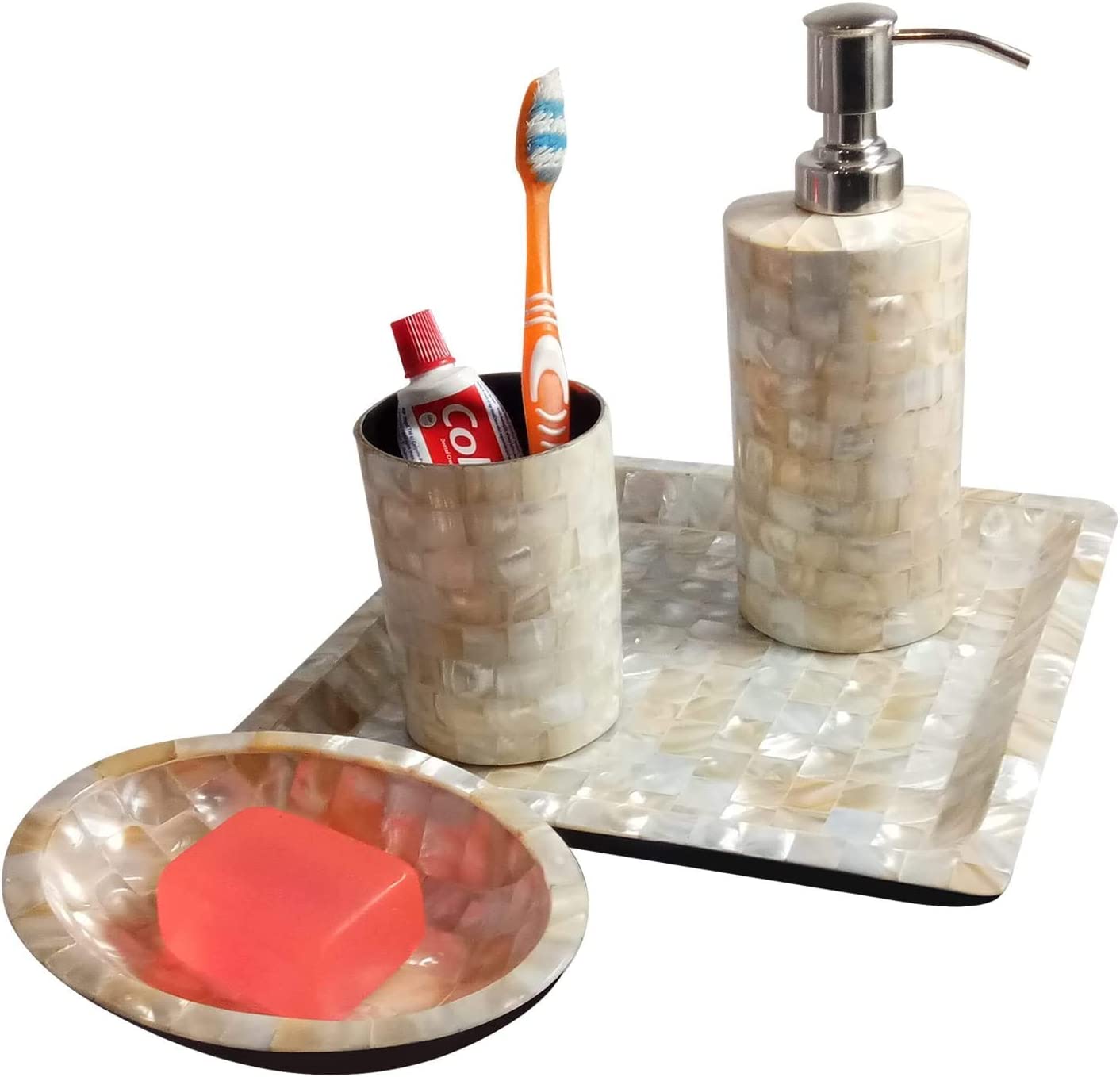 India Meets India Handicraft Seashell Bathroom Accessories SetSoap