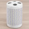 thumbnail image 1 of Paris Ceramic Toothbrush Holder, Floral Arrangement with Lavender Flowers on Soft Stripes City, Decorative Versatile Countertop for Bathroom, 4.5" X 2.7", Pale Green Lavender, 1 of 4