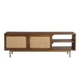 thumbnail image 3 of Pemberly Row Solid Wood with Natural Woven Cane TV Stand in Walnut, 3 of 5