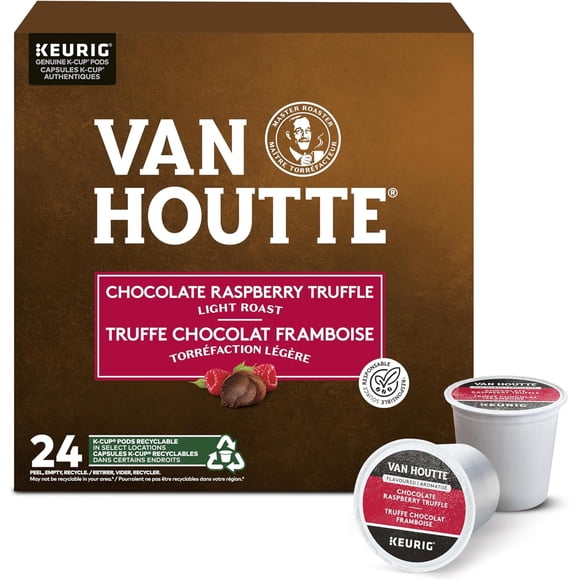 Van Houtte Chocolate Raspberry Truffle Light Roast Coffee Keurig K-Cup Pods 96 count