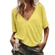 thumbnail image 1 of Fiudx Ofertas Flash Artículos En Oferta Moda Mujer V-Cuello Manga Corta Camiseta Verano Sólido Blusa Suelta Tops, 1 of 6