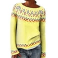 thumbnail image 2 of larppty Fashion Sweater Women Vintage Long Sleeve Casual Crewneck Sweater Fair Isle Knit Pullover Top (Yellow, XL), 2 of 9