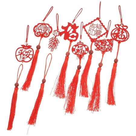 

Home Decor 8 Pcs Potted Plant Pendants Felt Blessing Decorations Red Cloth
