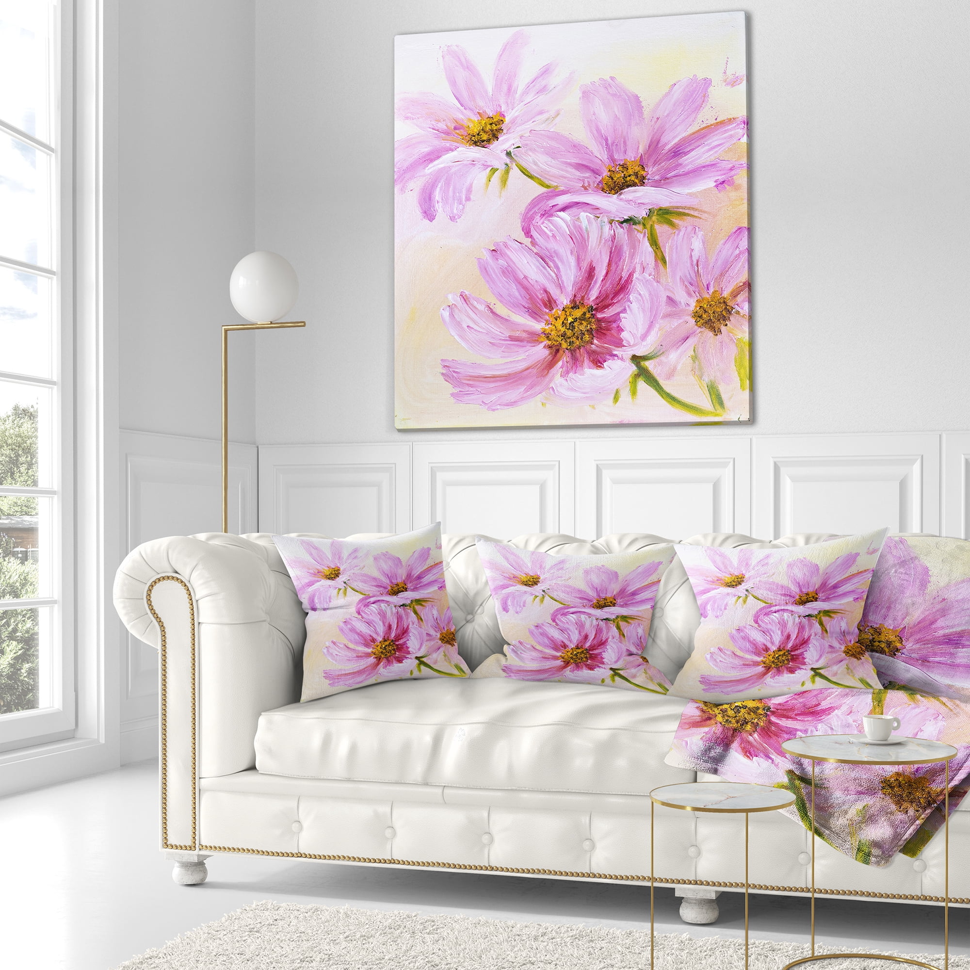 Designart 16" x 16" Pink Polyester Throw Pillow