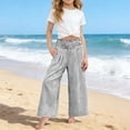 thumbnail image 6 of Posijego Girls Boho Pants Stretch High Waisted Print Wide Leg Casual Beach Summer Vacation Trousers Pants with Pockets, 6 of 7
