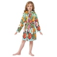 thumbnail image 6 of FORMRS Niños Bathrobe Unisex Hooded Robe Soft Plush Pajamas Sleepwear, Size 7-9T, Pink Floral Tomatoes, 6 of 7