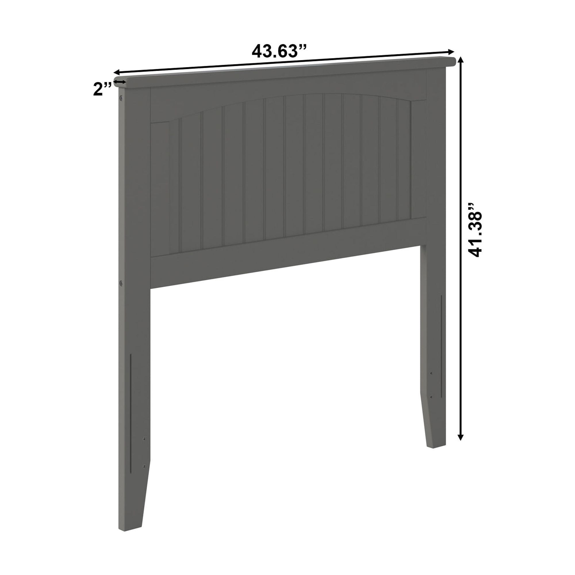 AFI Nantucket Twin Solid Wood Panel Headboard with Attachable Charger, Grey