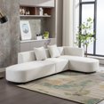 thumbnail image 2 of 110''W Modern Sectional Sofa Upholstery Sofa with 2 Pillows, L Shaped Sofa 4 Seat Couch for Apartment Beige, 2 of 5