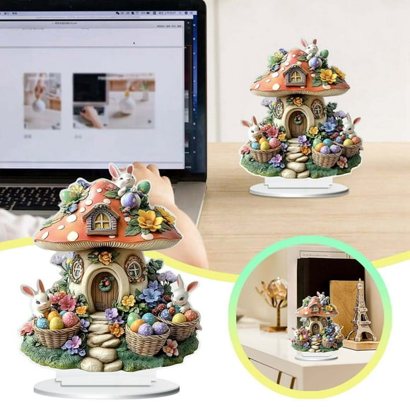Cactus Statue Painted Wooden Shapes Flower Rabbit Desktop Ornament Moon Festival Decoration Entryway Storage Tray