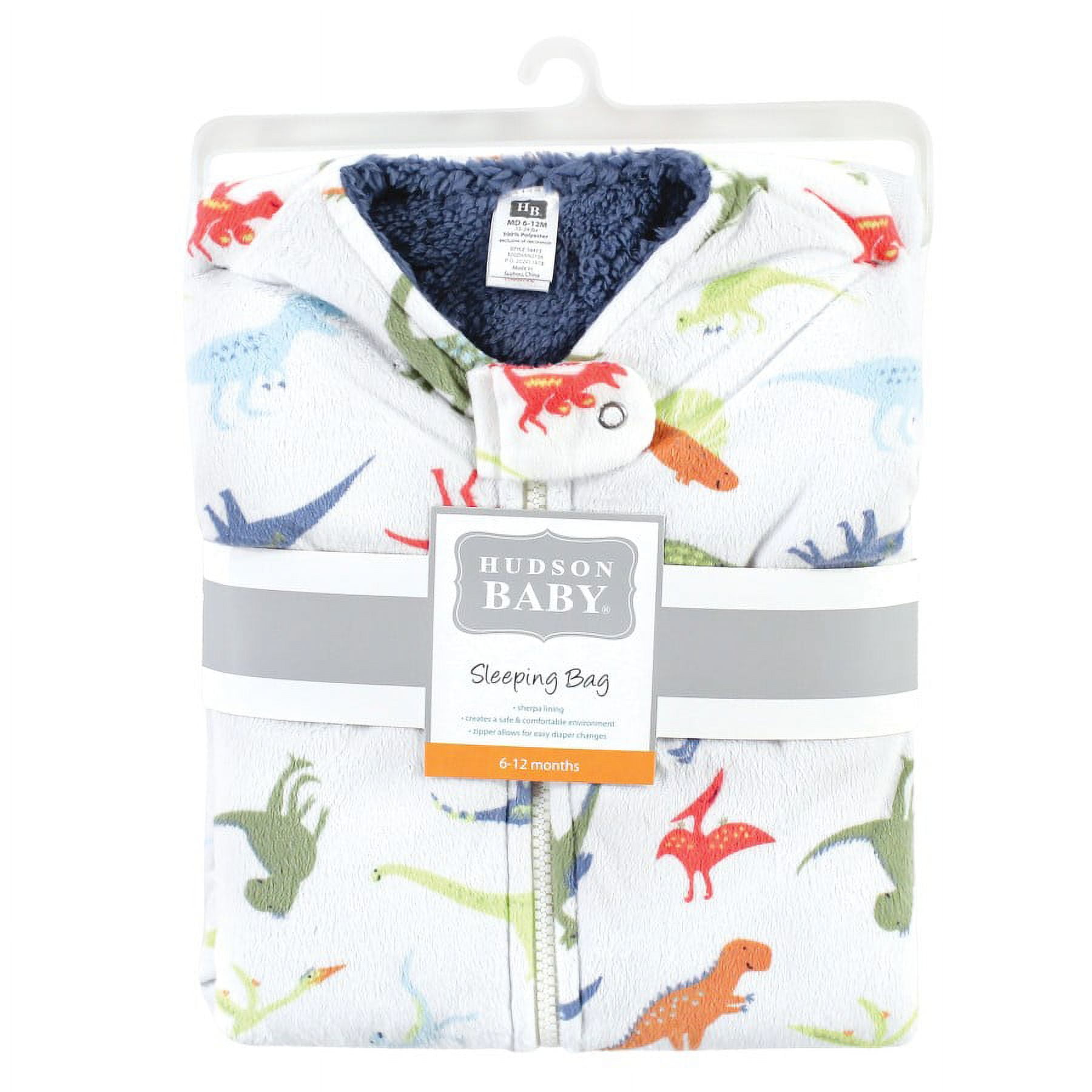 Hudson Baby Unisex Baby Mink with Faux Shearling Inner Sleeping Bag, Sack, Blanket, Dinosaurs, 6-12 Months