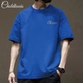 thumbnail image 3 of Camiseta de manga corta para hombre de estilo americano, 200 g, algodón puro, color sólido, gruesa, no transparente, corte holgado, moderna, 3 of 4