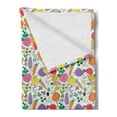 thumbnail image 2 of Vegetable Soft Flannel Fleece Throw Blanket, Childish Drawing of Vegetarian Food Colorful Peper Eggplant and Carrot Design, Cozy Plush for Indoor and Outdoor Use, 70" x 90", Multicolor, by Ambesonne, 2 of 5