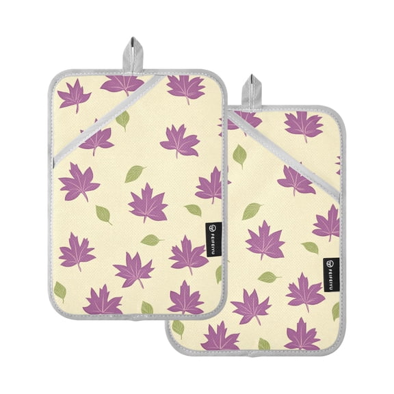 Purple Maple Leaves Oven Mitts Pot Holders 2 pcs Heat Resistant for Kitchen Baking Grilling