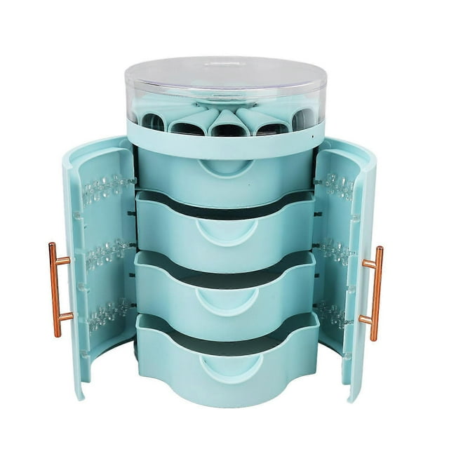 Drawer Jewelry Box Double Door 5 Layer Large Capacity Jewelry Storage Case with Clear Lid for Necklace Earring Ring
