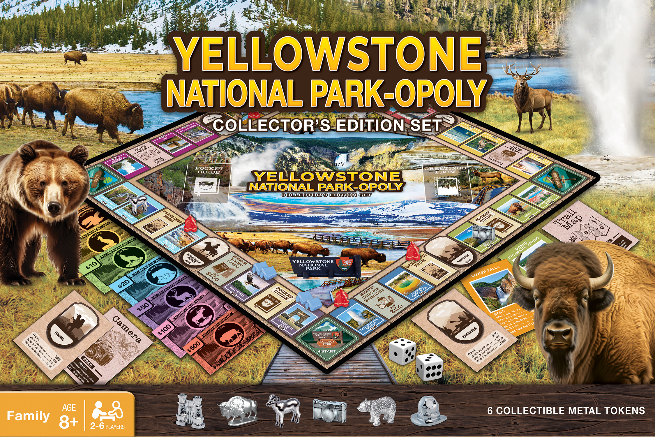 MasterPieces Yellowstone National Park Opoly Board Game - Family Fun, Educational Trivia Game