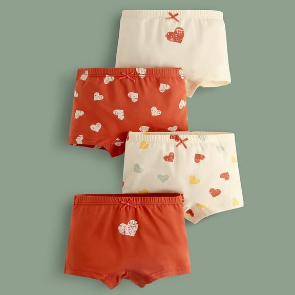 Girls Cotton Boxer Briefs - Soft Breathable Kids Panties 4-Pack - Cartoon Print Toddler to Underwear