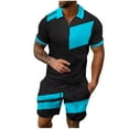 thumbnail image 3 of VBTAPA Sales of The Day! Men's Polo Shirt and Shorts Set Summer Casual Outfits Hawaiian Matching Suit for Men 2 Piece Color Block Tracksuit Sets Sky Blue XXL, 3 of 9