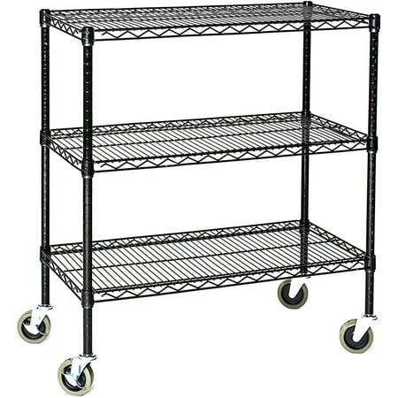 

14 Deep x 30 Wide x 60 High 3 Tier Black Wire Shelf Truck with 800 lb Capacity