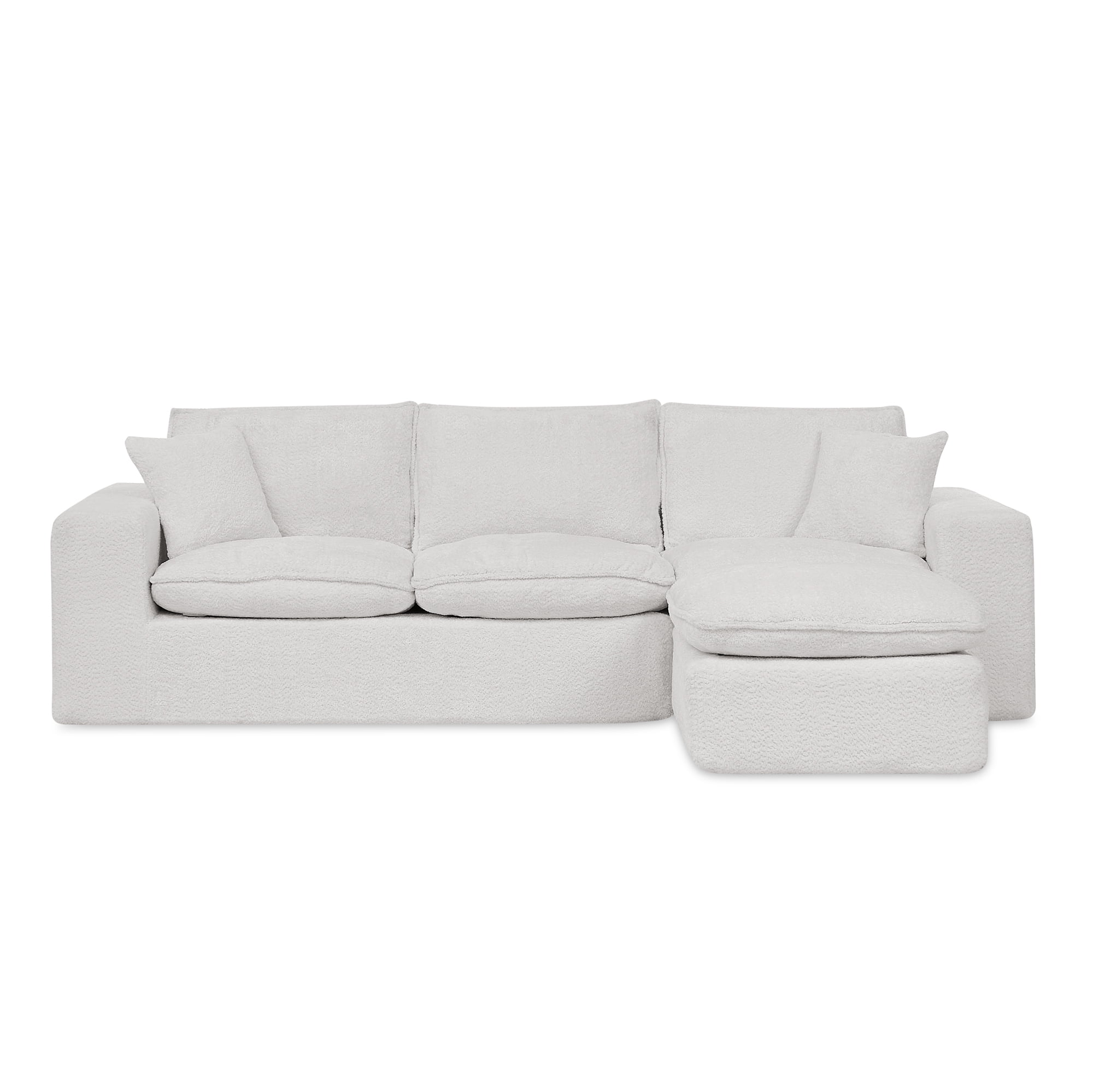 107" Boucle Sectional Sofa L Shaped Couch with Ottoman Cloud Couch 4 Seat Modular Sofa Deep Seat Living Room Furniture, Beige