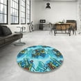 thumbnail image 4 of Ahgly Company Machine Washable Indoor Rectangle Transitional Greenish Blue Green Area Rugs, 2' x 3', 4 of 7