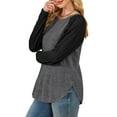 thumbnail image 3 of UVN Womens Sweatshirt Long Sleeve Shirts Crew Neck Fall Textured Curved Hem Tunic Tops, 3 of 8