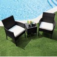 3 Pieces Outdoor Patio Set Porch Rattan Wicker Chairs with Coffee Table